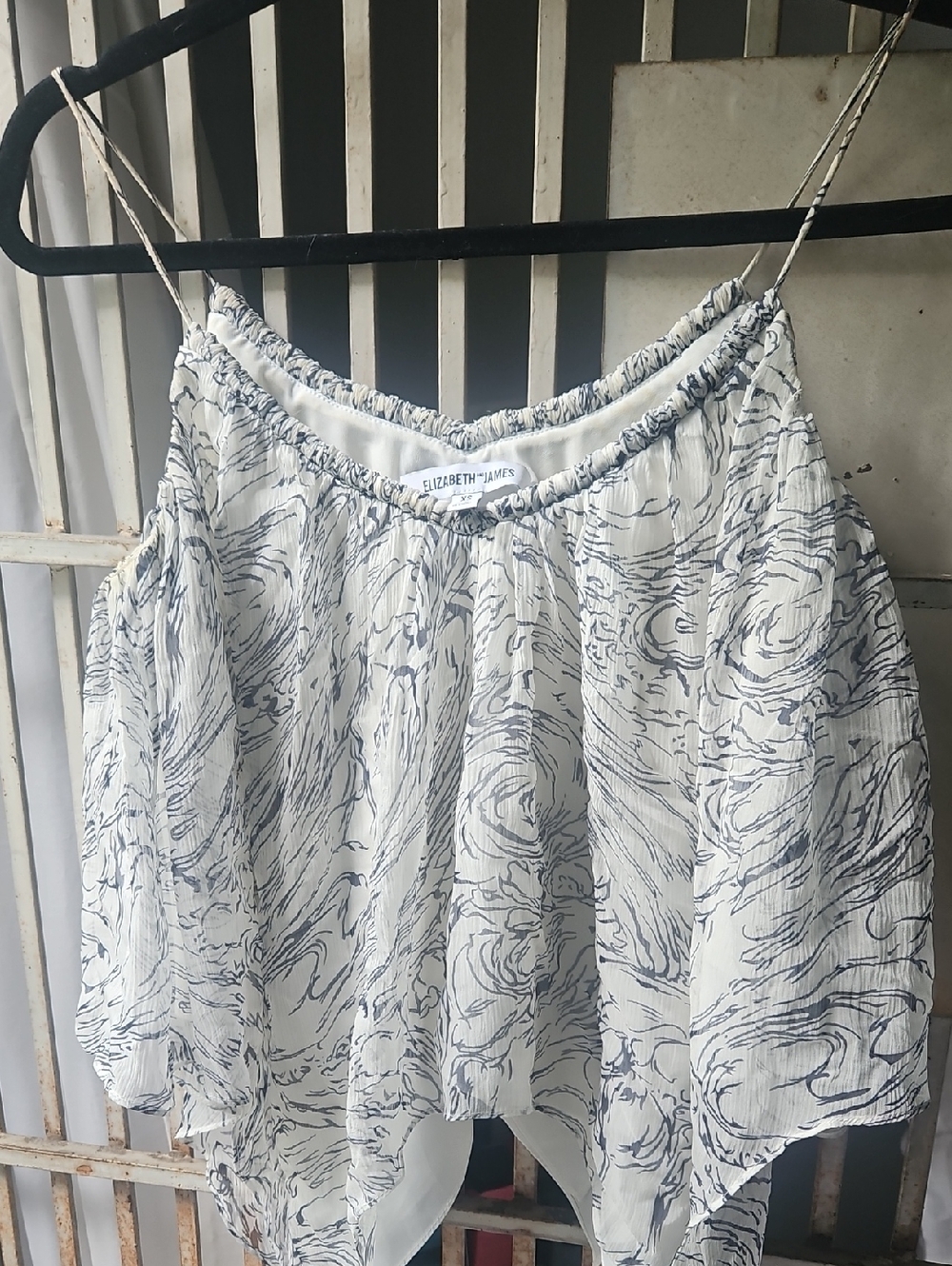 Elizabeth and James White Top with Blue Swirl Print